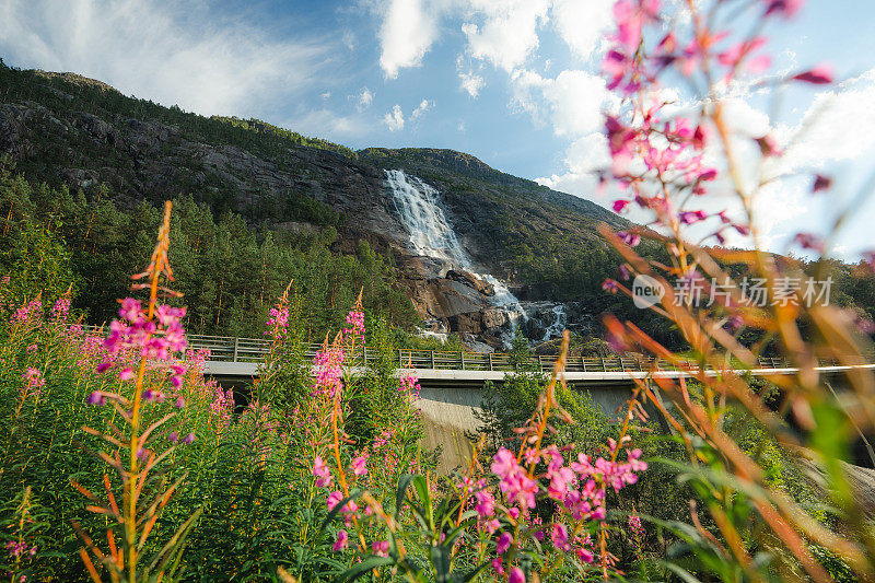 挪威拉<s:1>特福森瀑布附近的道路
